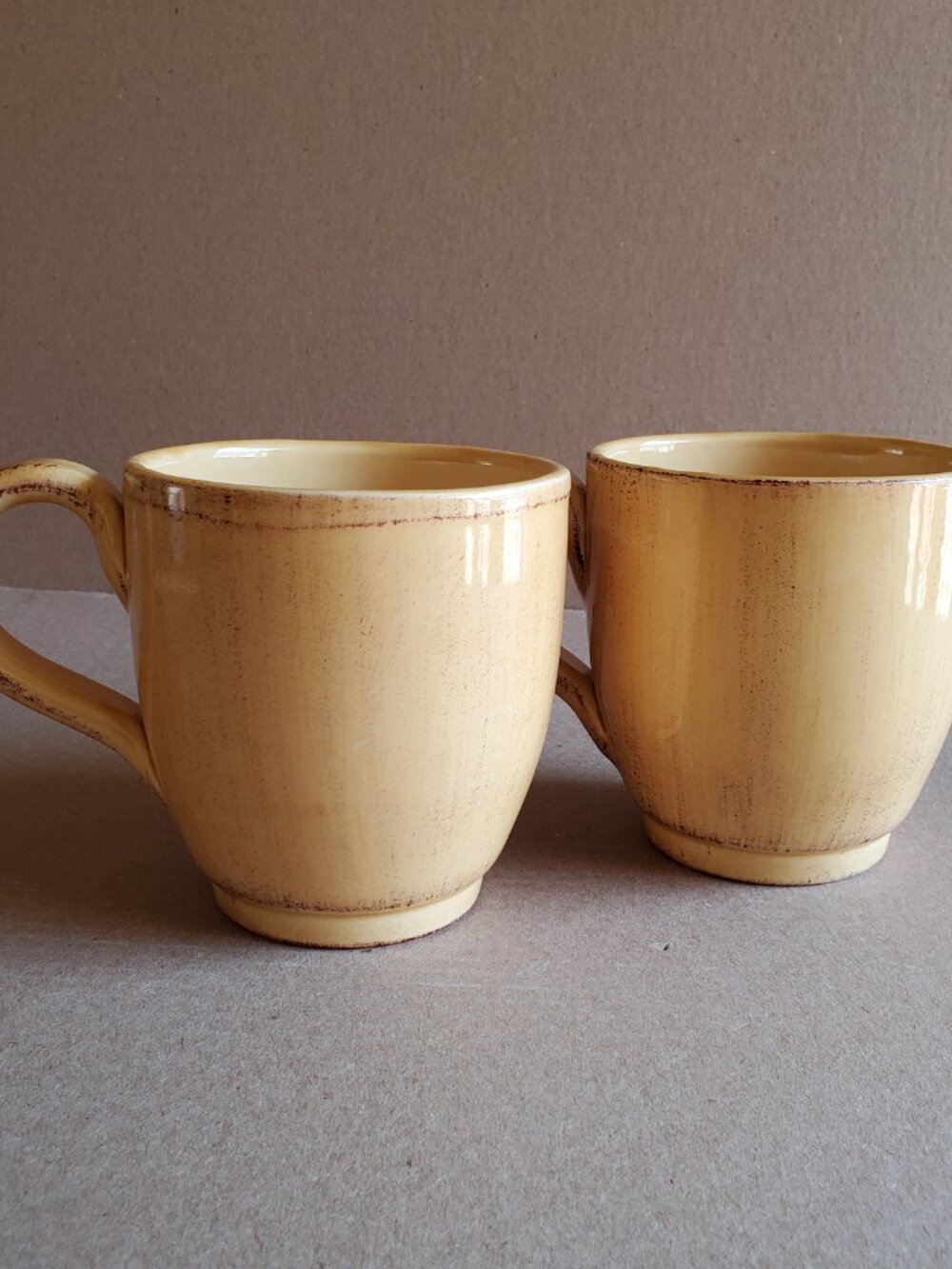 Pier 1 Toscana Gold Mugs Handpainted Earthenware Cups Italy Set of 2 Large - Picture 2 of 11